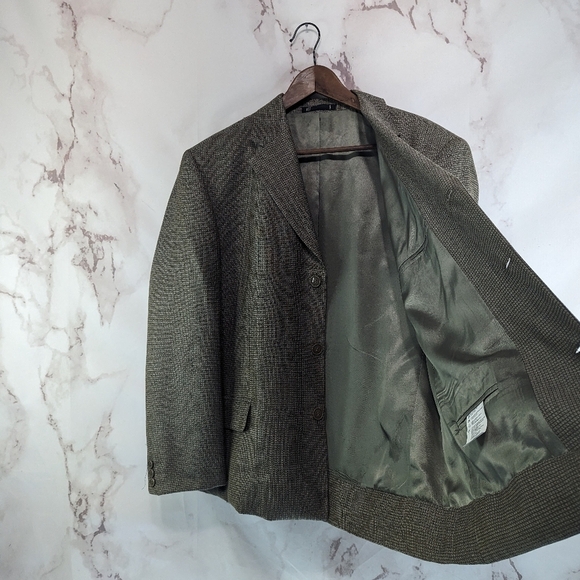 Emanuel Ungaro Blazer Mens Large 42 S Short Brown Silk Wool Sport Coat Jacket - Picture 9 of 12